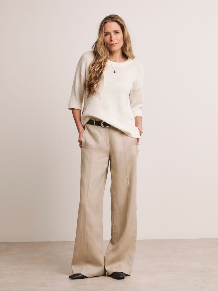 Anthology By JD Williams White Loose Stitch Boxy Short Sleeve Jumper - Image 5 of 5
