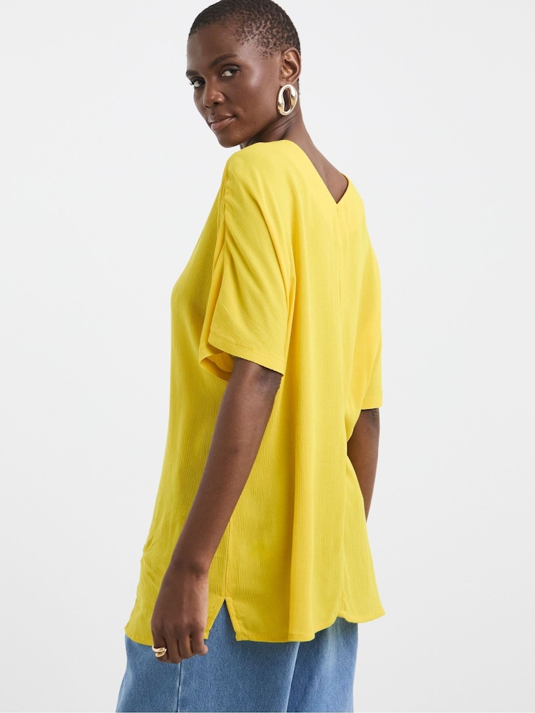 JD Williams Yellow Crinkle Pop Over Top - Image 2 of 4