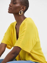 JD Williams Yellow Crinkle Pop Over Top - Image 3 of 4