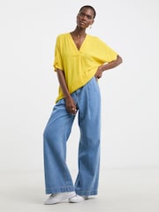 JD Williams Yellow Crinkle Pop Over Top - Image 4 of 4