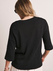 Anthology By JD Williams Black Loose Stitch Boxy Short Sleeve Jumper - Image 2 of 5
