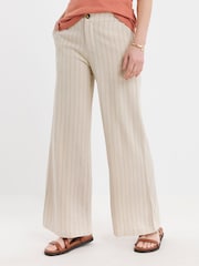 JD Williams Natural Rami Wide Leg Trousers - Image 1 of 4