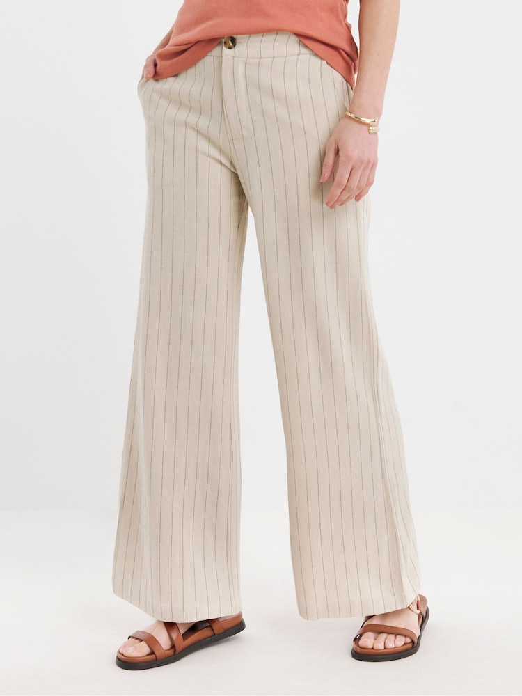 JD Williams Natural Rami Wide Leg Trousers - Image 1 of 4