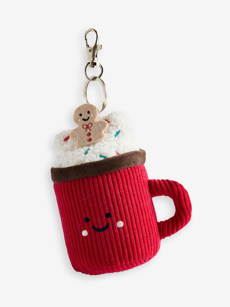 Red Hot Chocolate Mug Cute Plush Keyring Bag Charm - Image 1 of 1