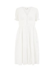 Yumi White Broderie Anglaise Midi Button-Up 100% Cotton Dress - Image 5 of 5