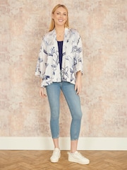 Yumi Cream Abstract Floral Print Kimono - Image 2 of 5