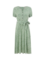 Yumi Green Ditsy Print Midi Tea Dress - Image 5 of 5