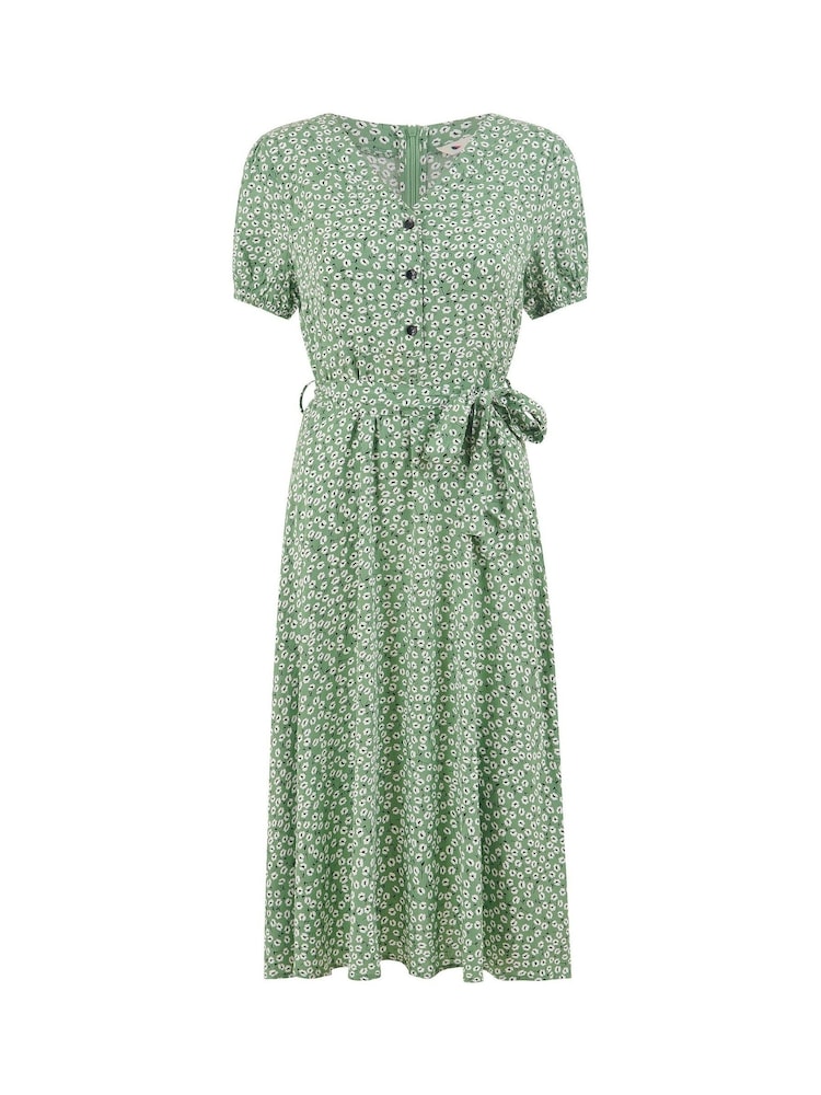 Yumi Green Ditsy Print Midi Tea Dress - Image 5 of 5