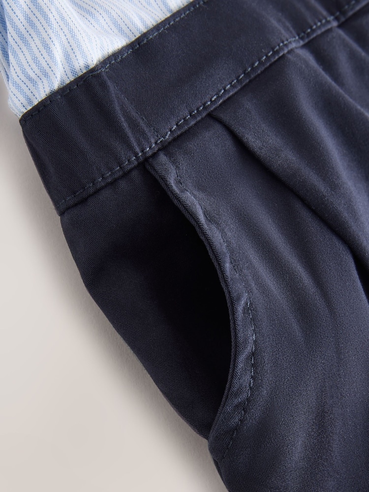 Baker by Ted Baker Blue Smart Bow Tie Rompersuit - Image 7 of 7