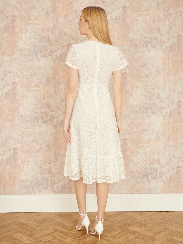 Yumi White Lace Midi Skater Dress - Image 4 of 5