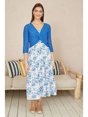 Yumi Aqua Blue 100% Cotton Crochet Knitted Top - Image 2 of 4