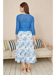 Yumi Aqua Blue 100% Cotton Crochet Knitted Top - Image 3 of 4