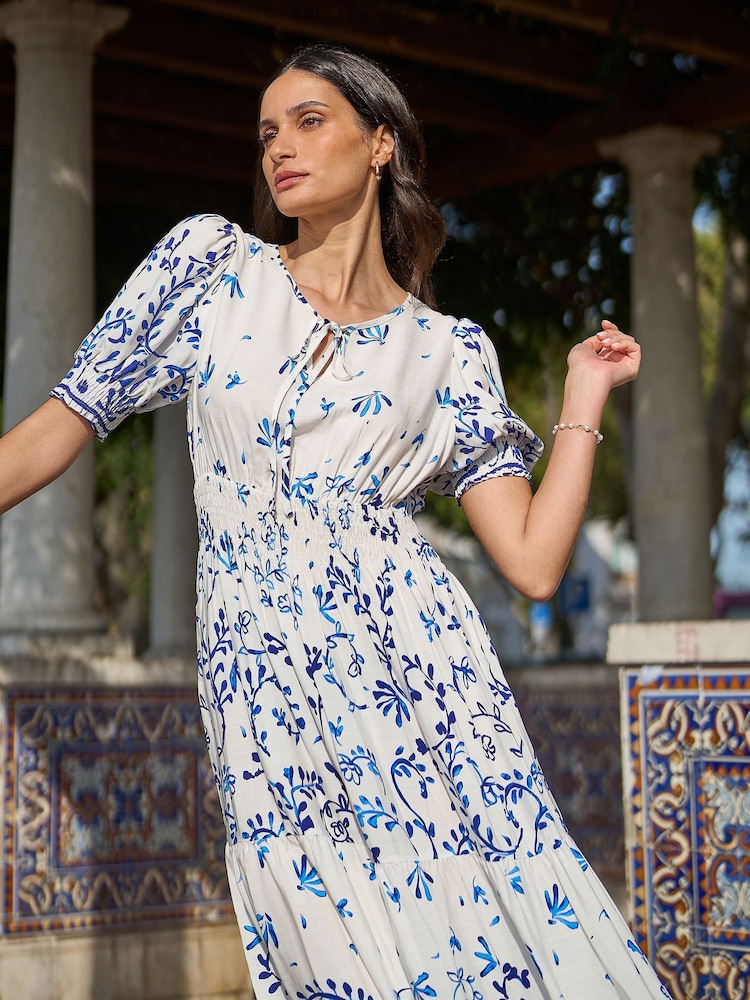 Yumi Cream Border Print Maxi Dress - Image 1 of 5