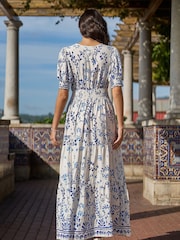 Yumi Cream Border Print Maxi Dress - Image 4 of 5