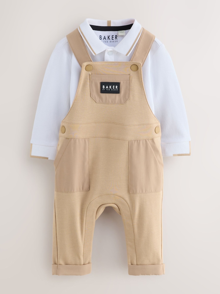 Baker by Ted Baker Stone Dungaree and Polo Shirt Set - Imagem 1 de 7 Baker by Ted Baker Stone Dungaree and Polo Shirt Set - Imagem 1 de 7