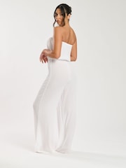 Blanco - South Beach Crinkle Viscose Sheer Strapless Jumpsuit - Imagen 2 de 2