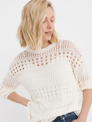 JD Williams Natural Crochet Long Sleeve Jumper - Image 1 of 4