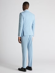 Remus Uomo Light Blue Tapered Fit Linen-Blend Suit Jacket - Image 3 of 5