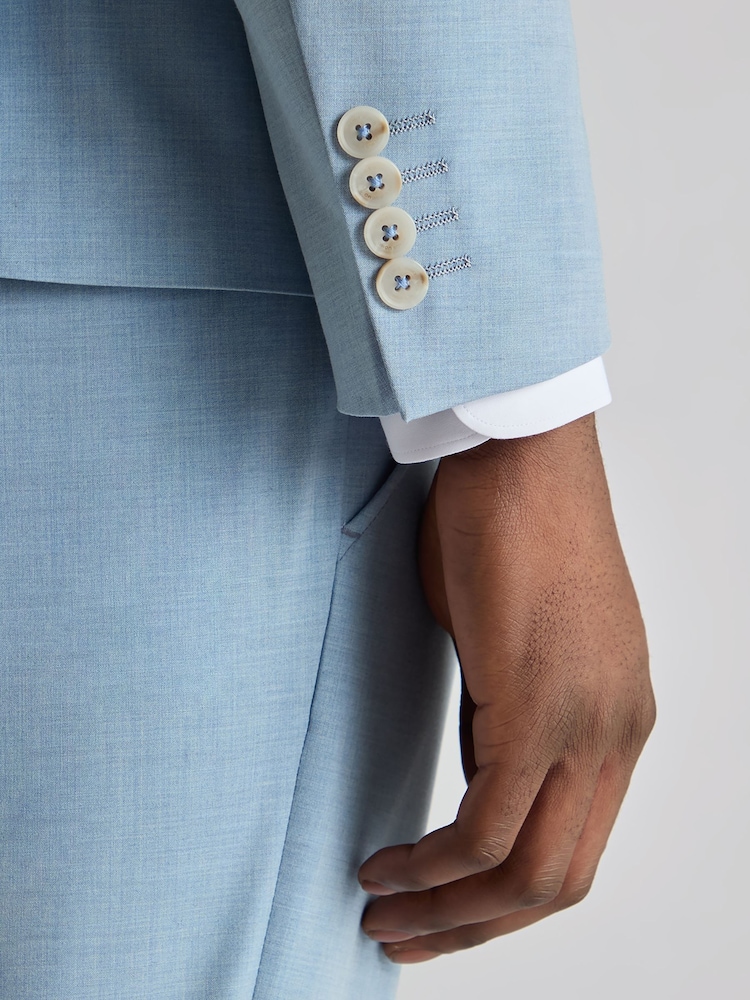 Lichtblauw - Remus Uomo Tapered Fit Linen-Blend Suit Jacket - Image 4 of 5