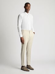Remus Uomo Natural Slim Leg Linen-Blend Formal Trousers - Image 2 of 6