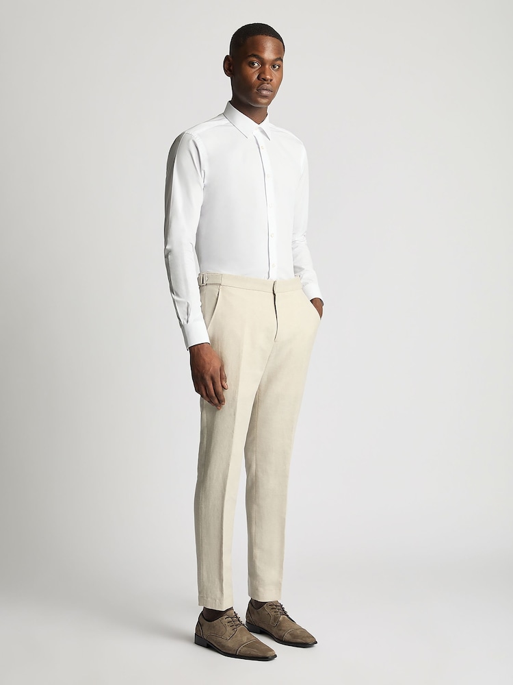 Remus Uomo Natural Slim Leg Linen-Blend Formal Trousers - Image 2 of 6 Remus Uomo Natural Slim Leg Linen-Blend Formal Trousers - Image 2 of 6
