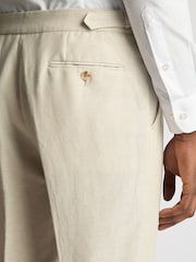Remus Uomo Natural Slim Leg Linen-Blend Formal Trousers - Image 5 of 6