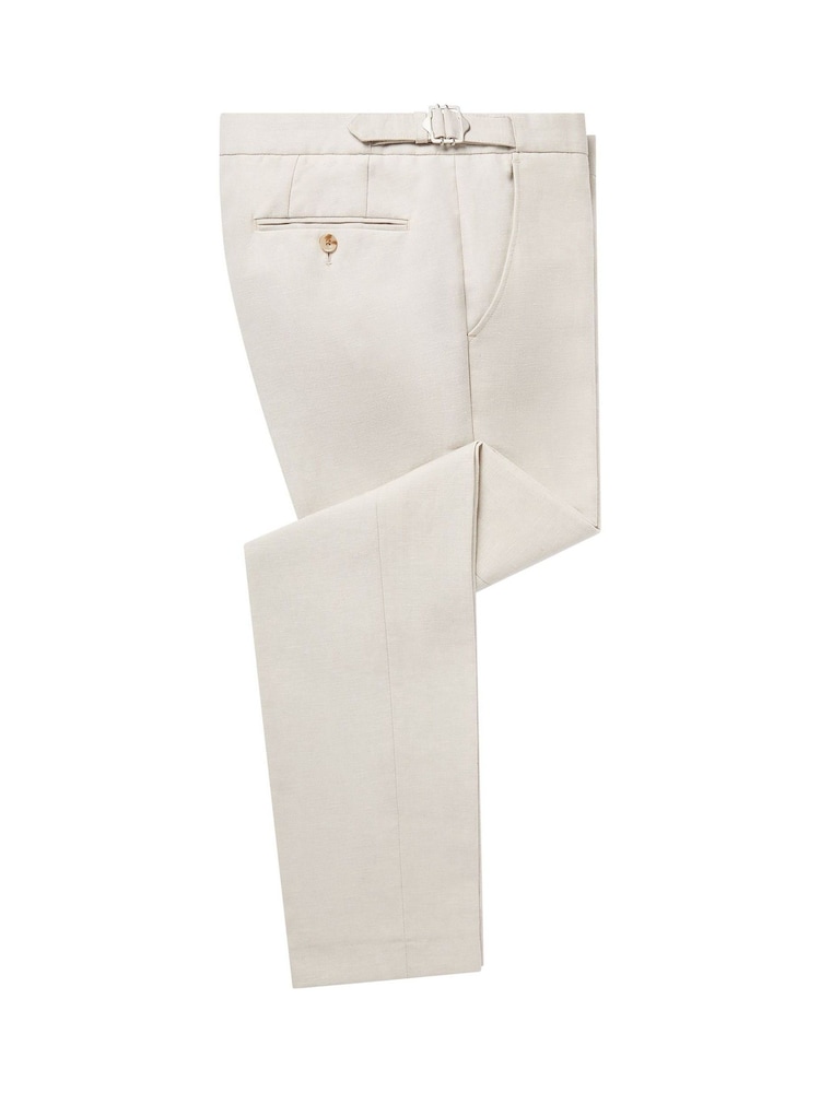 Remus Uomo Natural Slim Leg Linen-Blend Formal Trousers - Image 6 of 6