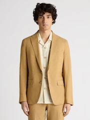 Remus Uomo Yellow Slim Fit Linen-Blend Jacket - Image 1 of 6