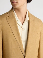 Remus Uomo Yellow Slim Fit Linen-Blend Jacket - Image 5 of 6