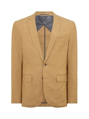 Remus Uomo Yellow Slim Fit Linen-Blend Jacket - Image 6 of 6