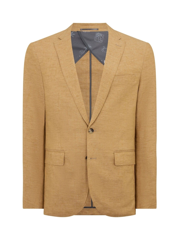 Remus Uomo Yellow Slim Fit Linen-Blend Jacket - Image 6 of 6