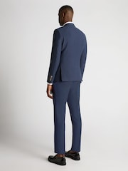 Remus Uomo Blue Double Breasted Slim Fit Double-Breasted Linen-Blend Suit Jacket - Image 3 of 6