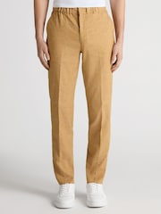 Remus Uomo Yellow Slim Leg Linen-Blend Trousers - Image 1 of 5