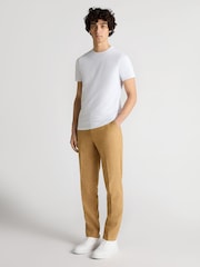Remus Uomo Yellow Slim Leg Linen-Blend Trousers - Image 2 of 5