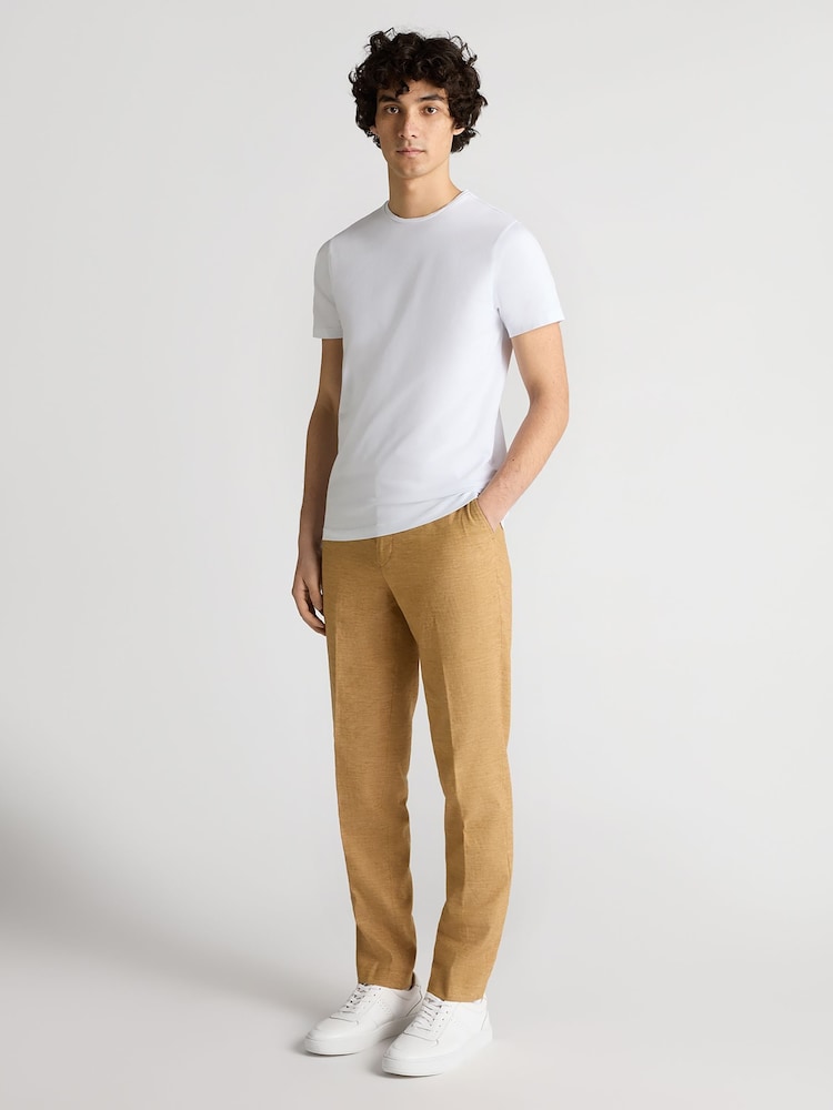 Remus Uomo Yellow Slim Leg Linen-Blend Trousers - Image 2 of 5