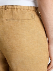 Remus Uomo Yellow Slim Leg Linen-Blend Trousers - Image 4 of 5