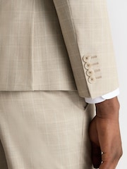Remus Uomo Natural Slim Fit Checked Stretch Suit Jacket - Image 5 of 6