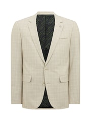 Remus Uomo Natural Slim Fit Checked Stretch Suit Jacket - Image 6 of 6