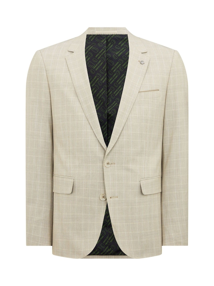Remus Uomo Natural Slim Fit Checked Stretch Suit Jacket - Image 6 of 6