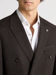 Remus Uomo Black Double Breasted Slim Fit Double-Breasted Linen-Blend Suit Jacket - Image 3 of 4