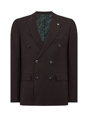 Remus Uomo Black Double Breasted Slim Fit Double-Breasted Linen-Blend Suit Jacket - Image 4 of 4