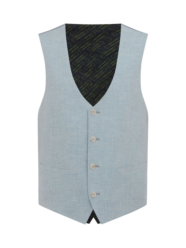 Remus Uomo Blue Slim fit Linen-Blend Waistcoat - Image 1 of 1