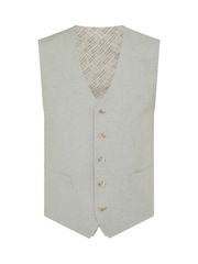 Verde - Remus Uomo Tapered fit LinenBlend Waistcoat - Imagem 1 de 1