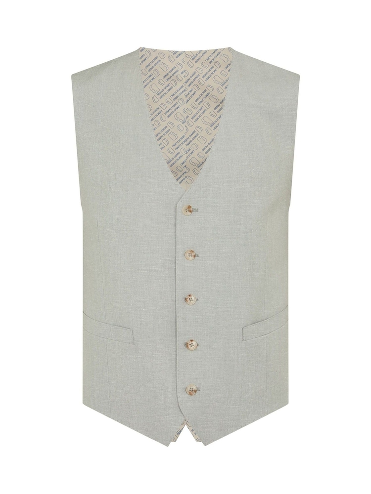 Verde - Remus Uomo Tapered fit LinenBlend Waistcoat - Imagem 1 de 1