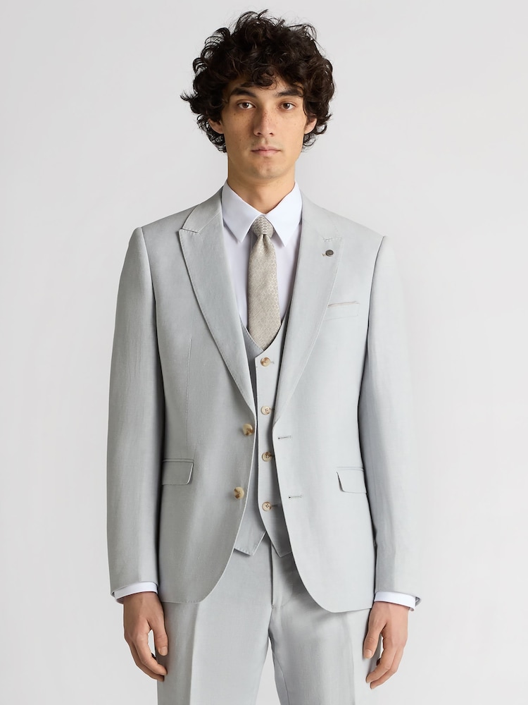 Blau - Remus Uomo Tapered Fit Linen-Blend Suit Jacket - Bild 1 von 4