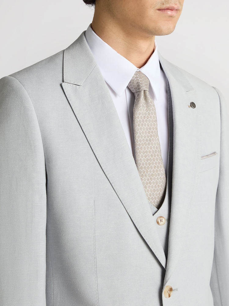 Blau - Remus Uomo Tapered Fit Linen-Blend Suit Jacket - Bild 4 von 4