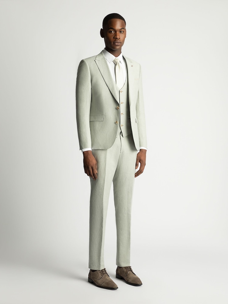 Grün - Remus Uomo Tapered Fit Linen-Blend Suit Jacket - Bild 2 von 6