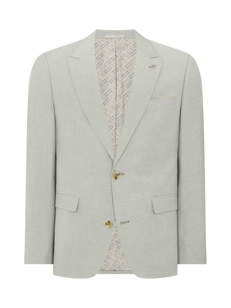 Grün - Remus Uomo Tapered Fit Linen-Blend Suit Jacket - Bild 6 von 6