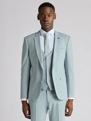 Remus Uomo Blue Slim Fit Linen-Blend Micro Pinstripe Suit Jacket - Image 1 of 5