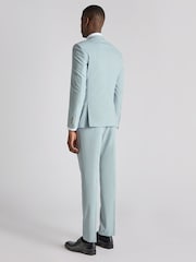 Remus Uomo Blue Slim Fit Linen-Blend Micro Pinstripe Suit Jacket - Image 3 of 5